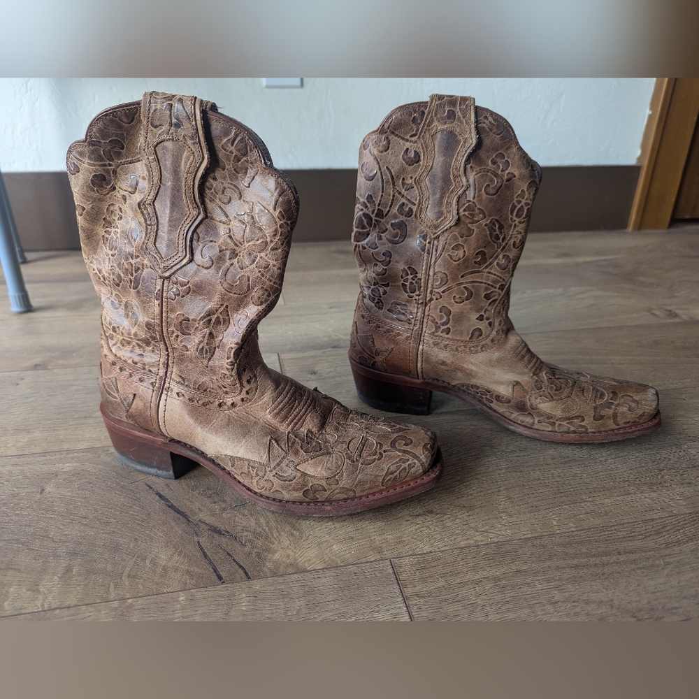 Boho Leather Western Cowgirl Boots